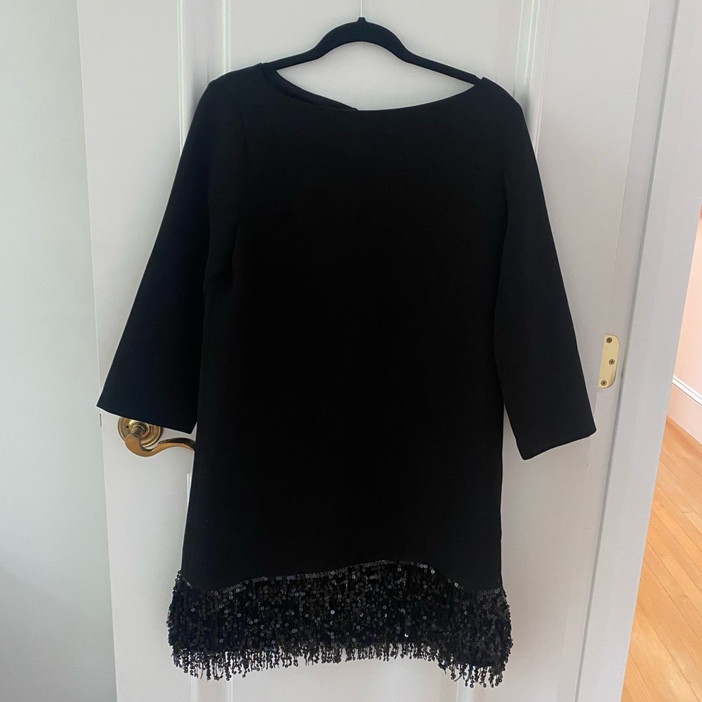 ✨ Kate Spade Black Sequin-Hem A-Line Dress – Size 10